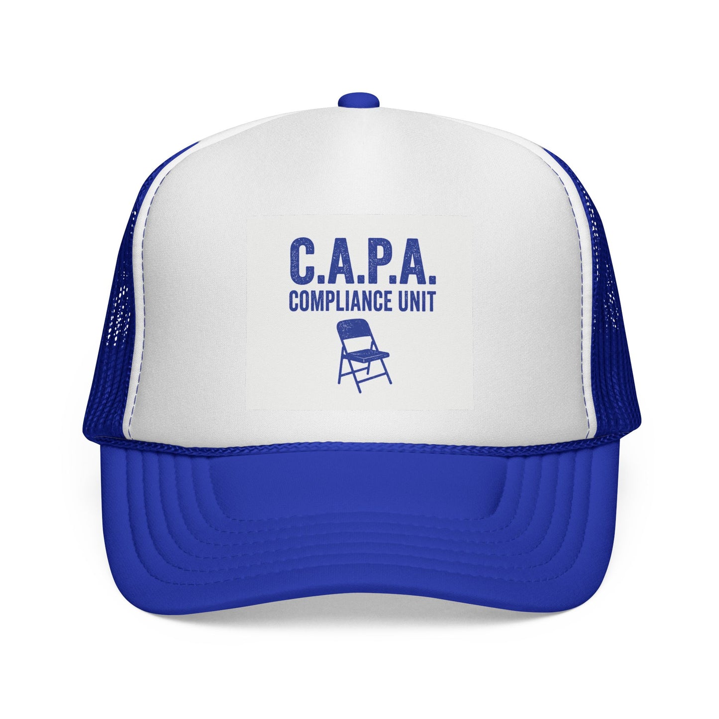 C.A.P.A. Compliance Unit Trucker Cap — Vintage Folding Chair Patch Hat