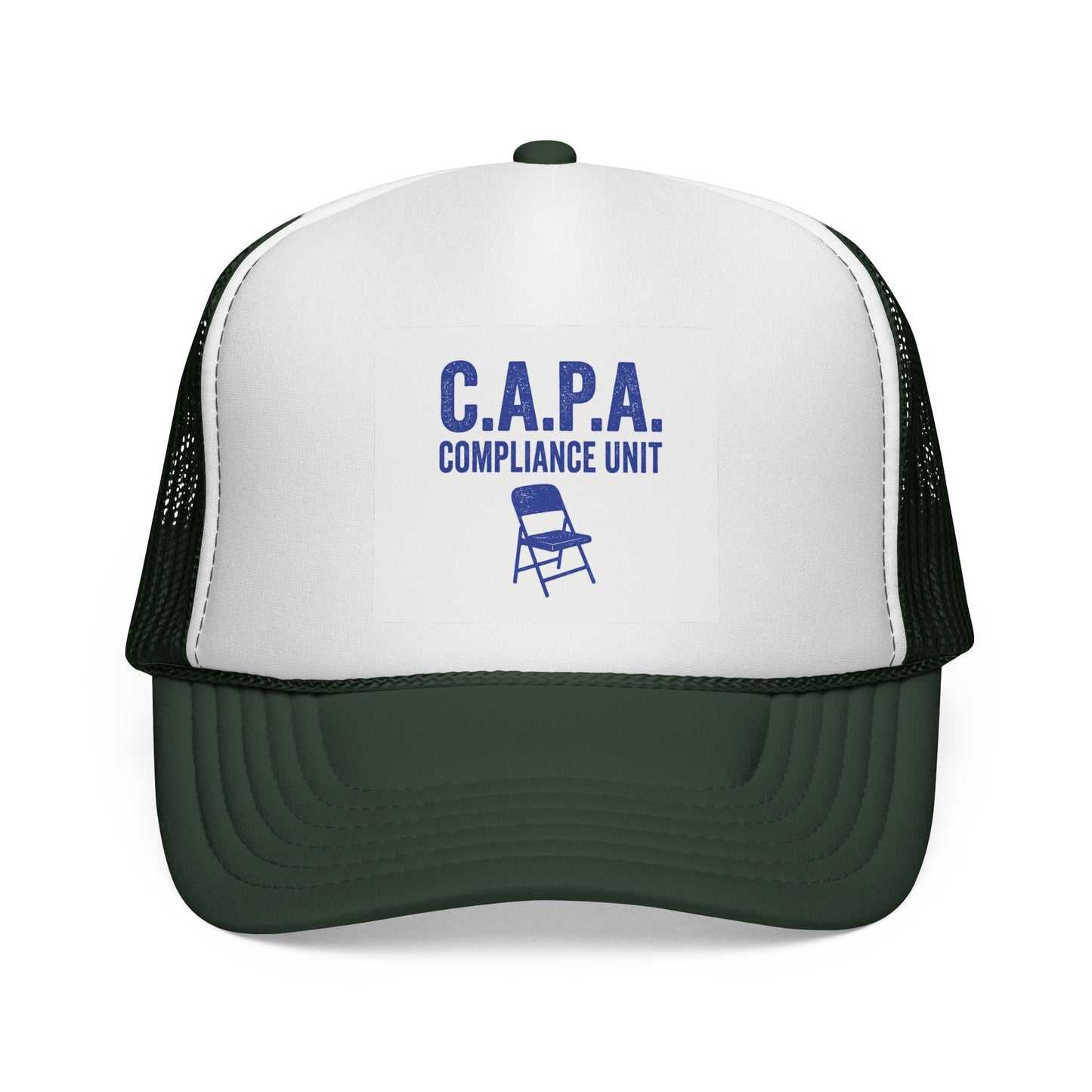 C.A.P.A. Compliance Unit Trucker Cap — Vintage Folding Chair Patch Hat