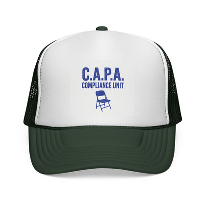 C.A.P.A. Compliance Unit Trucker Cap — Vintage Folding Chair Patch Hat