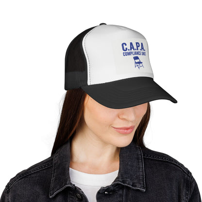 C.A.P.A. Compliance Unit Trucker Cap — Vintage Folding Chair Patch Hat