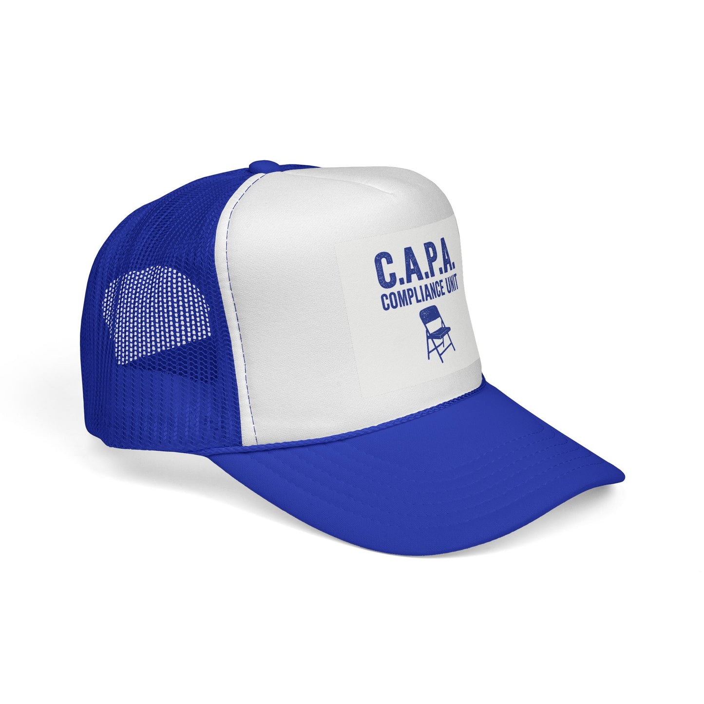 C.A.P.A. Compliance Unit Trucker Cap — Vintage Folding Chair Patch Hat