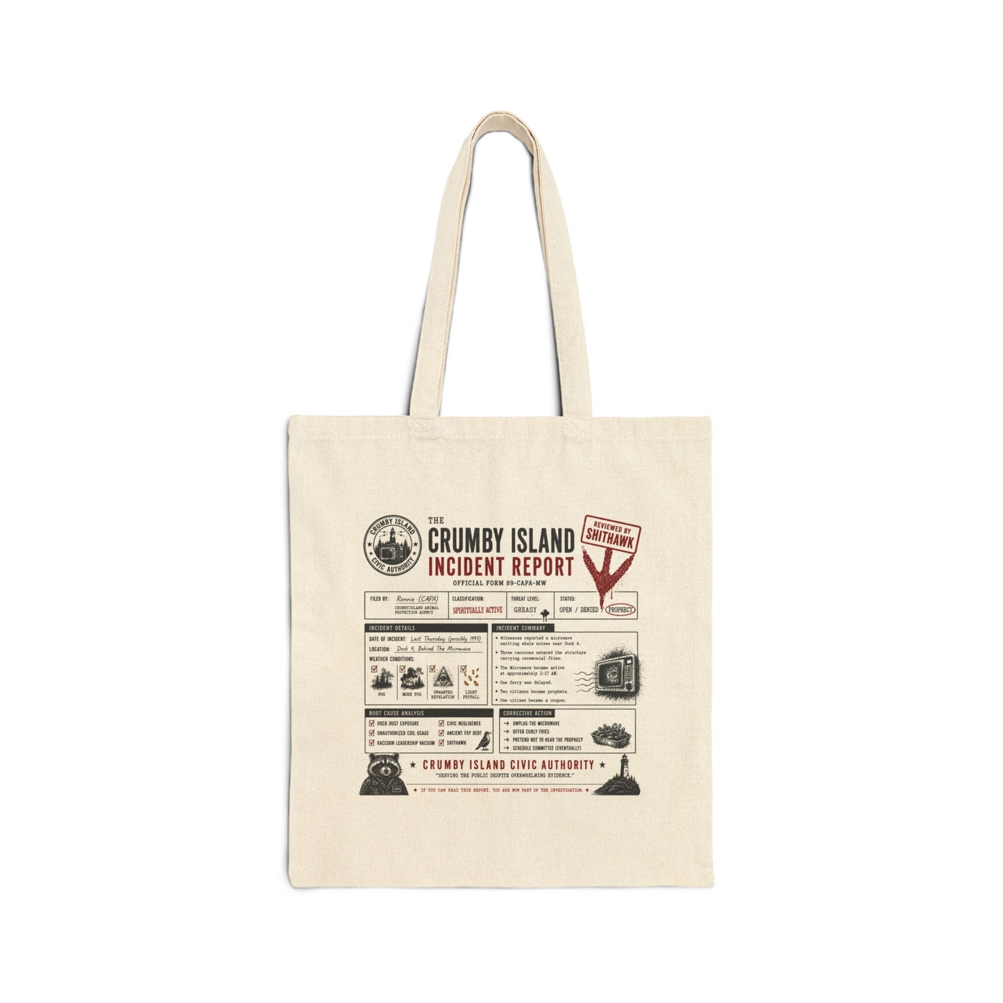 Crumby Island Incident Report Tote