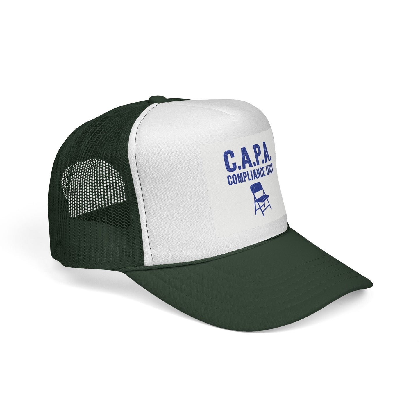 C.A.P.A. Compliance Unit Trucker Cap — Vintage Folding Chair Patch Hat