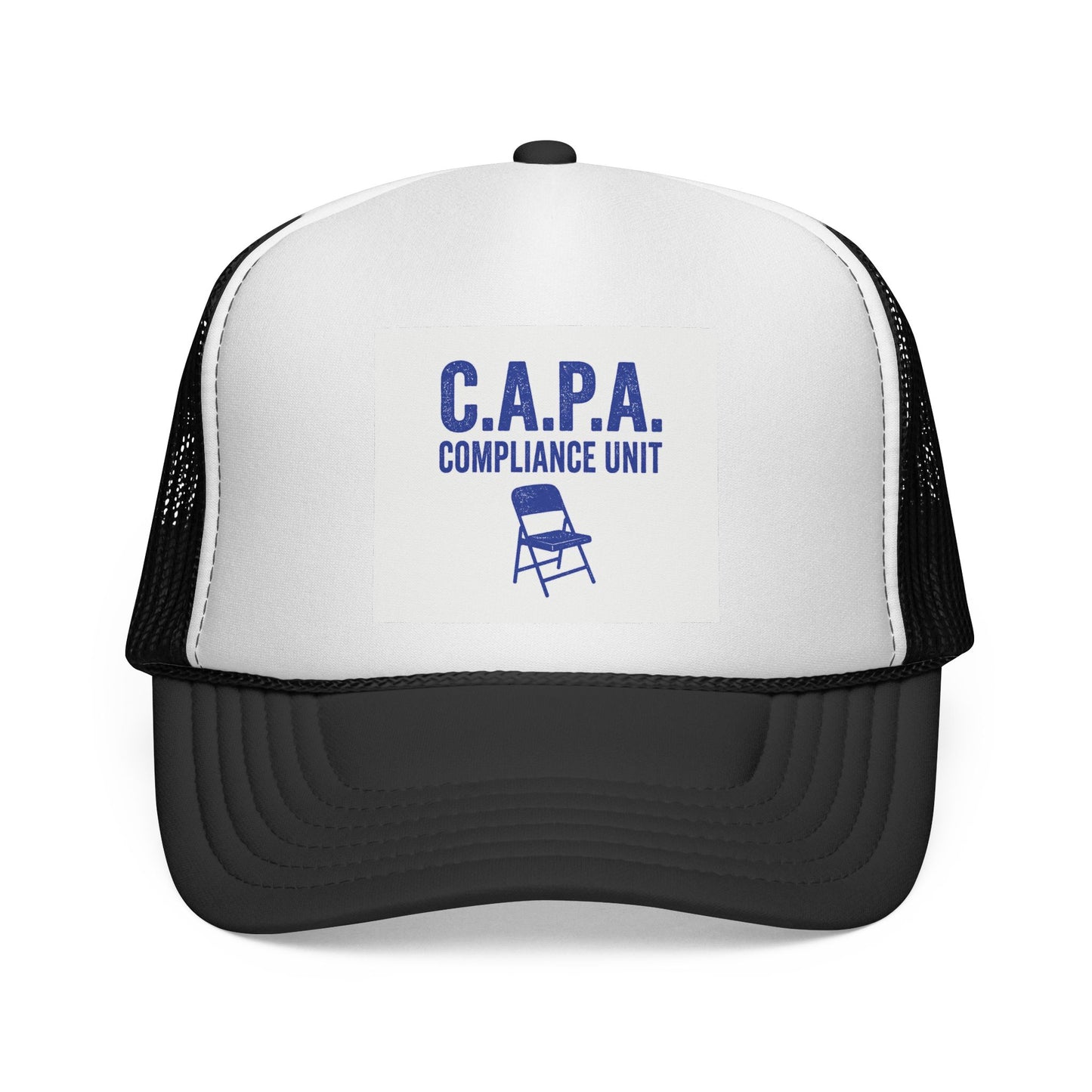 C.A.P.A. Compliance Unit Trucker Cap — Vintage Folding Chair Patch Hat