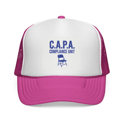 C.A.P.A. Compliance Unit Trucker Cap — Vintage Folding Chair Patch Hat